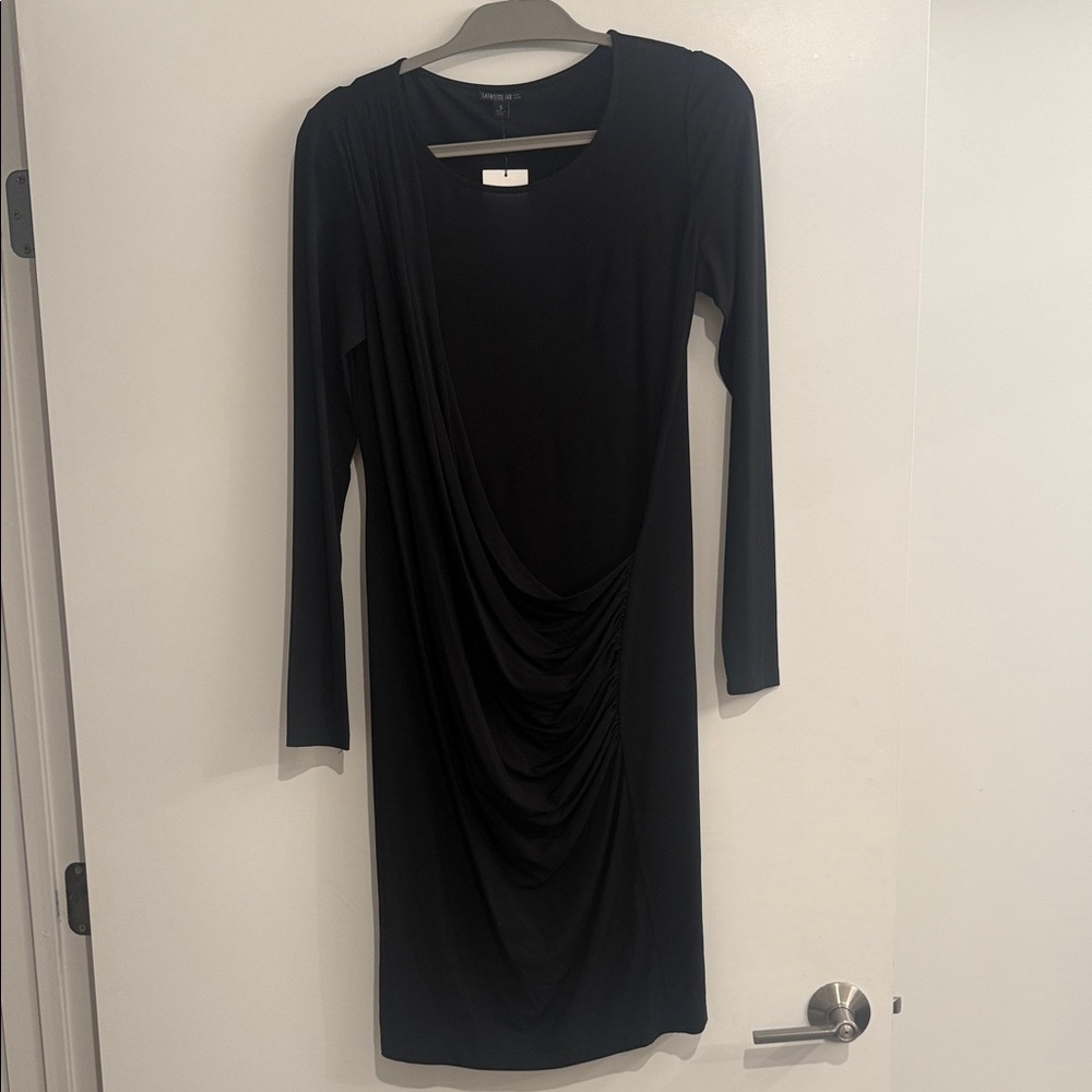 Lafayette 148 New York Black Long Sleeve Draped Dress